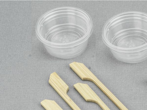 Disposal plastic mixing cups and mixing sticks for mixing and applying the epoxy.