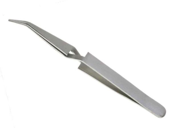 Fine point and cross point tweezers for handling small parts.